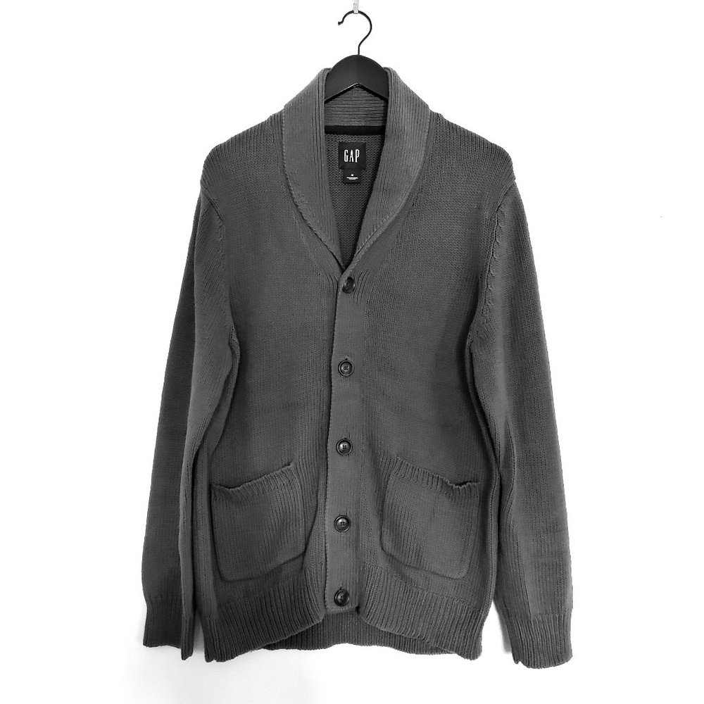 🔴 3/$40 Gap Men's Cotton Knit Cardigan – Grey